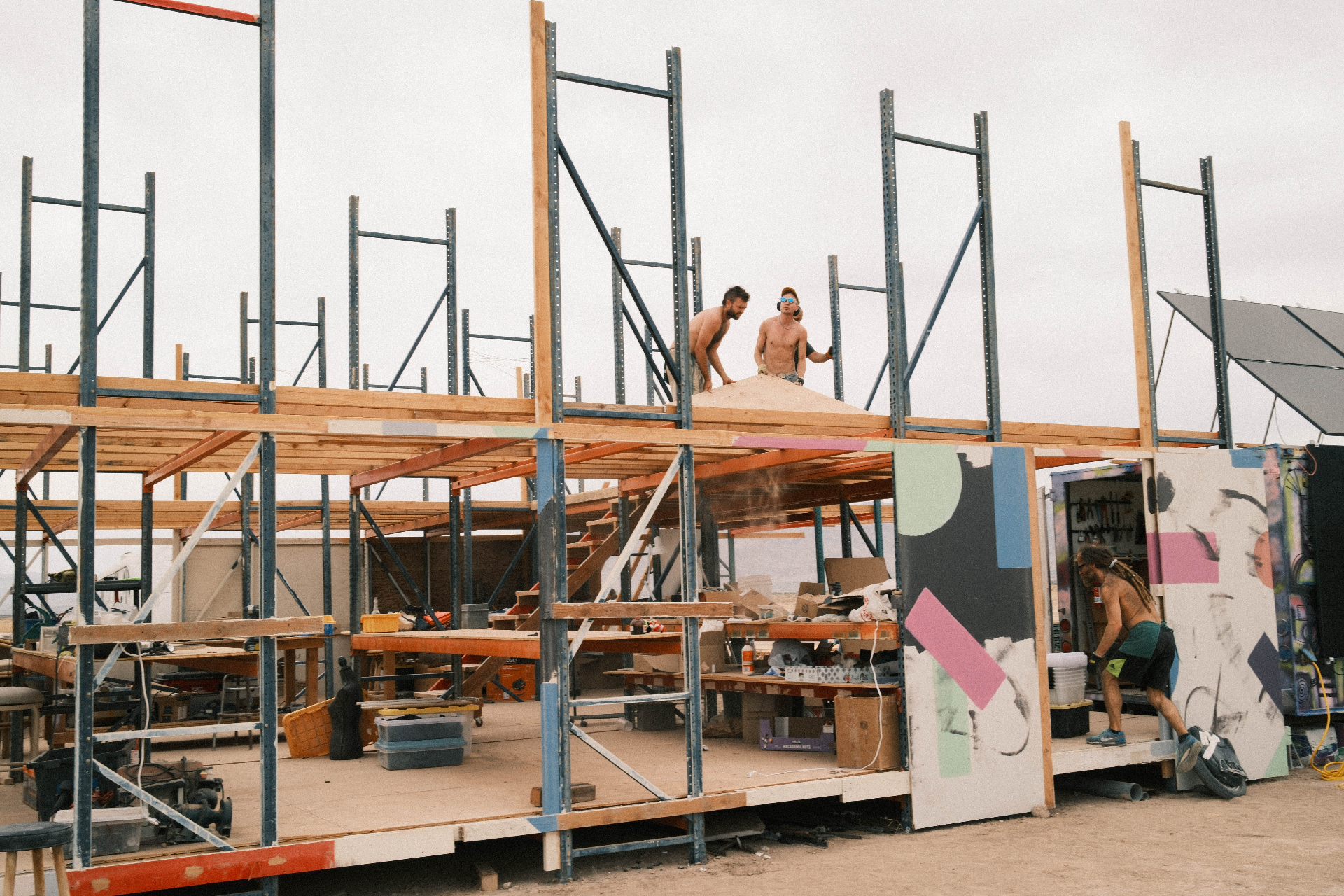 Building the workshop frame in the desert
