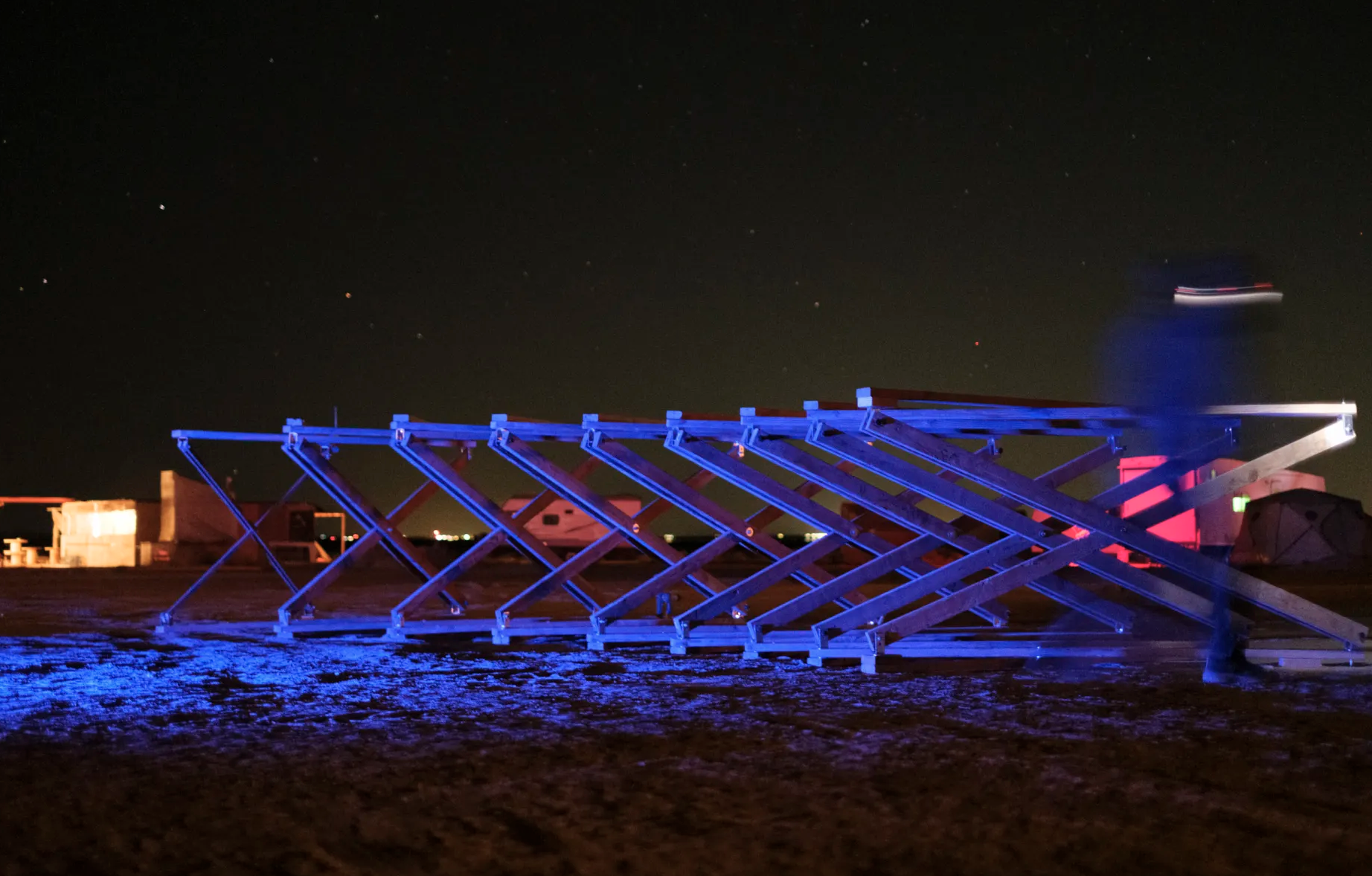 Illuminated structure under the night sky